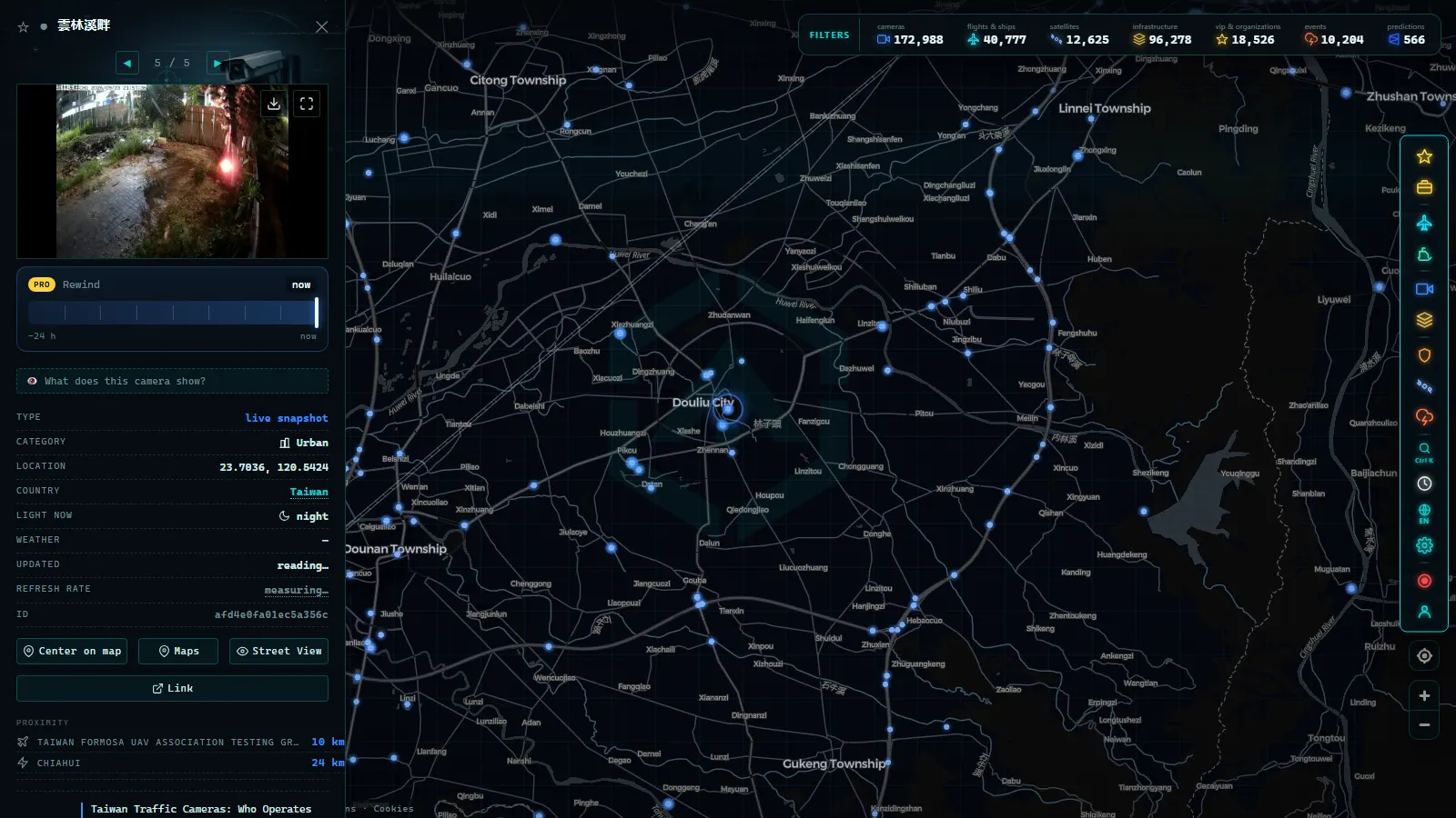 Detail card of 雲林溪畔 (Urban) on the ARGOS ATLAS map