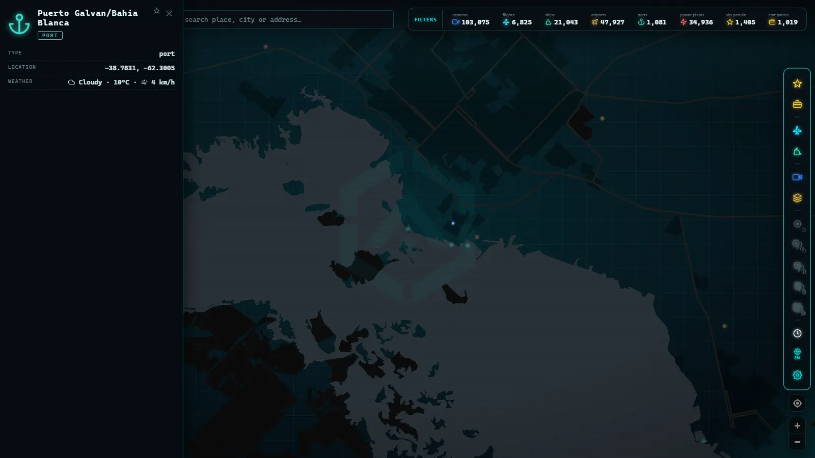 Detail card of a port in ARGOS ATLAS