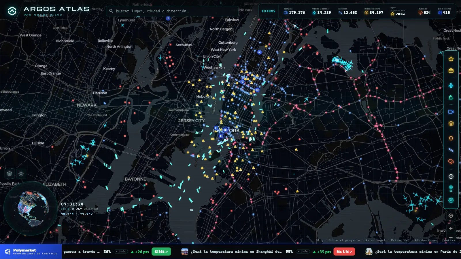 Mercados de predicción geolocalizados sobre Nueva York en ARGOS ATLAS