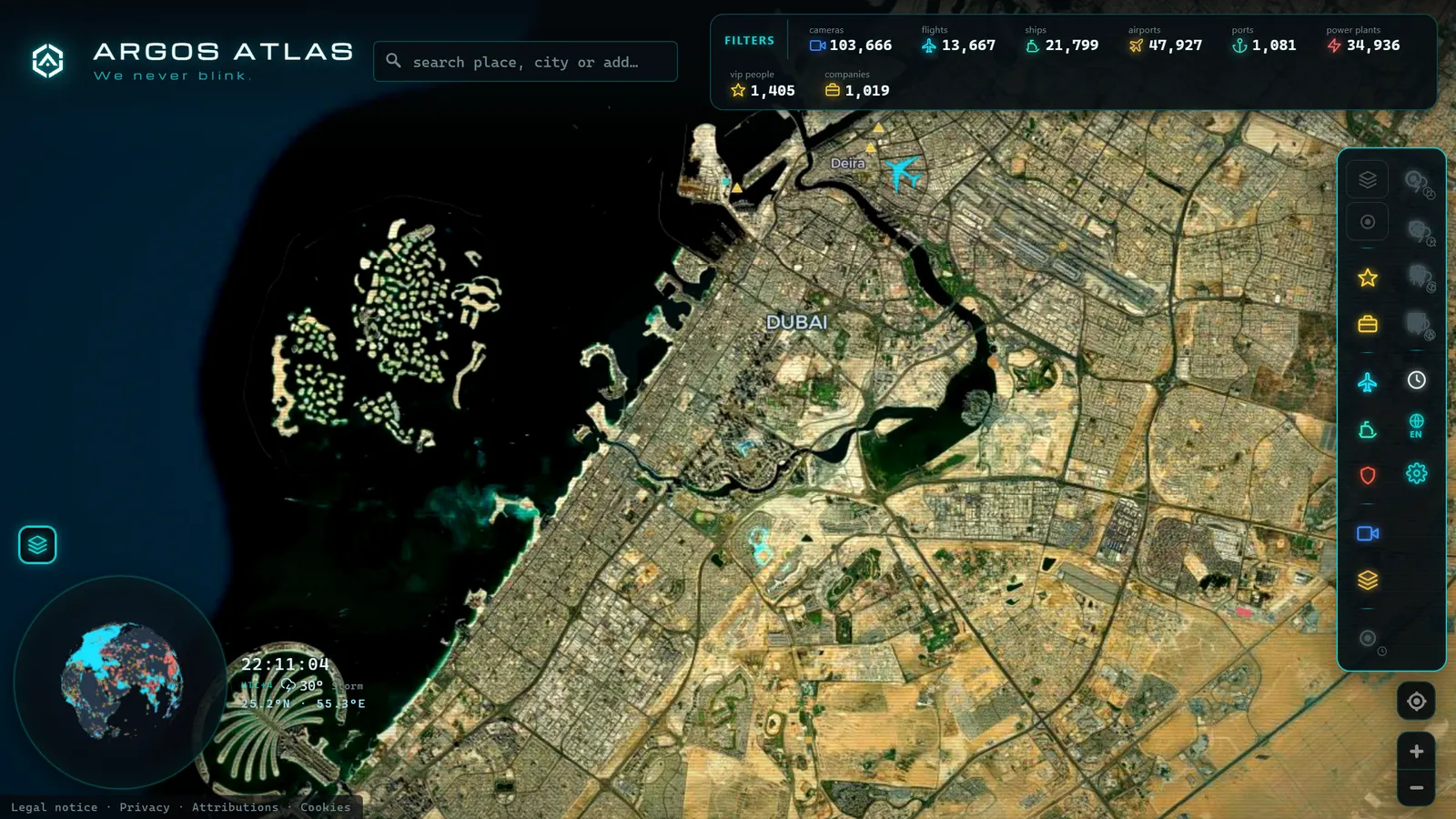 Satellite mode over Dubai in ARGOS ATLAS